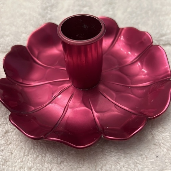 Kraftware Pink Aluminum Candle stick Holders 1950s - Picture 7 of 10